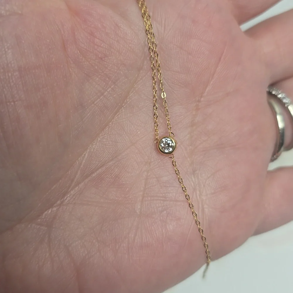 14k Gold Necklace Pilar Drop Pendant  New 16-18 Inch